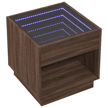 Sängbord Nattduksbord Brun med Infinity LEDs 50x50x50 cm