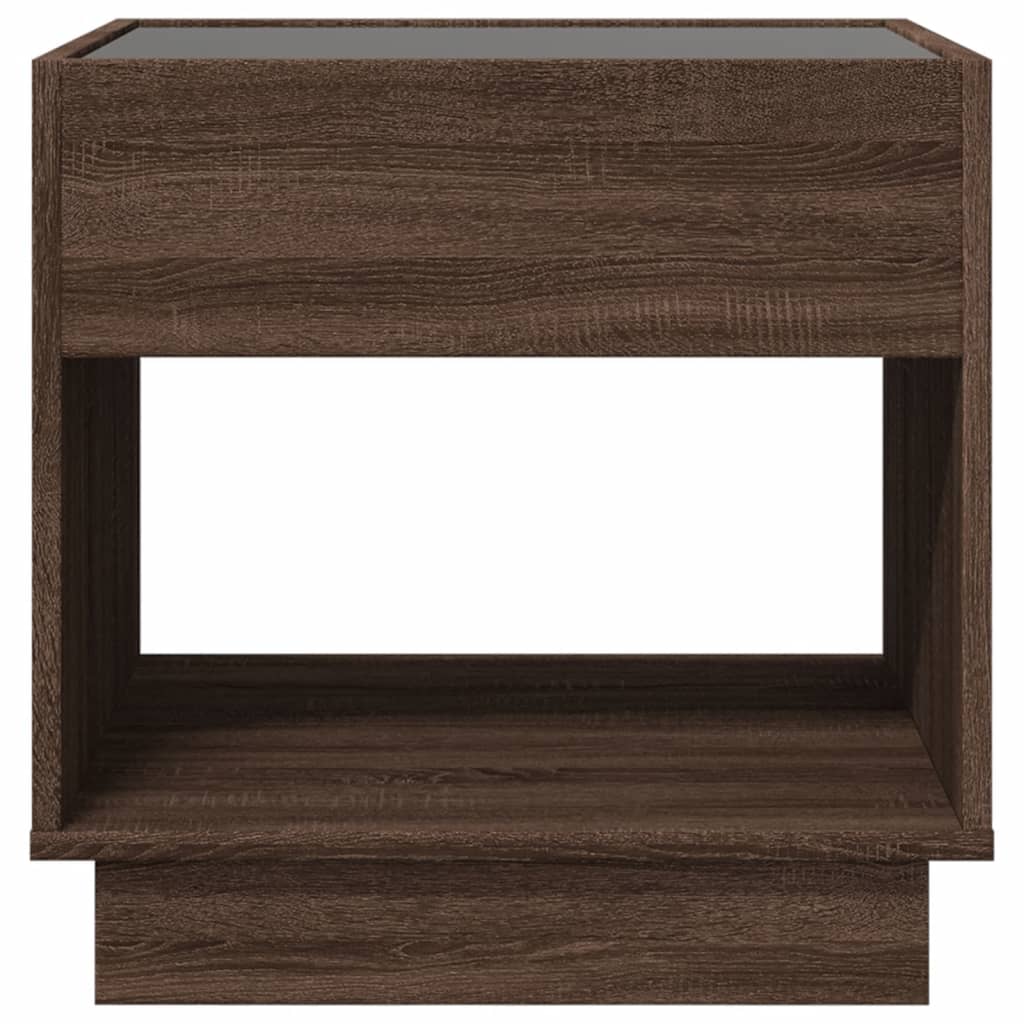 Sängbord Nattduksbord Brun med Infinity LEDs 50x50x50 cm