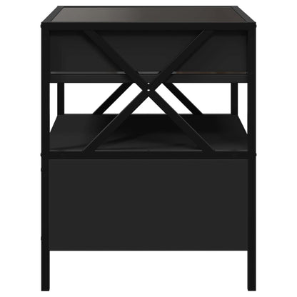 Sängbord Nattduksbord Svart med Infinity LEDs 40x40x51 cm