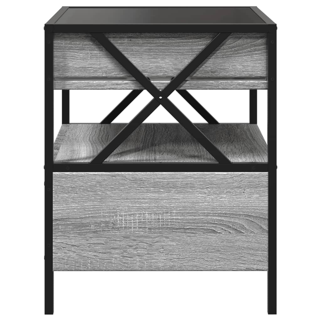 Sängbord Nattduksbord Sonoma Grå med Infinity LEDs 40x40x51 cm