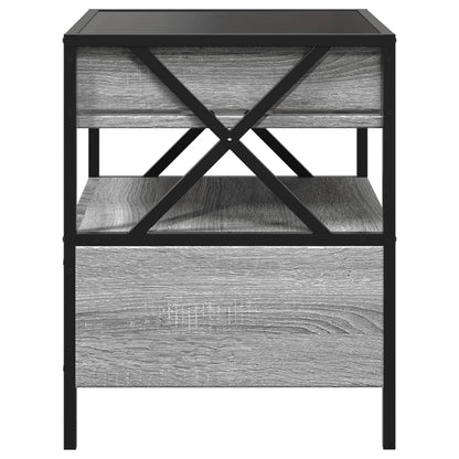 Sängbord Nattduksbord Sonoma Grå med Infinity LEDs 40x40x51 cm