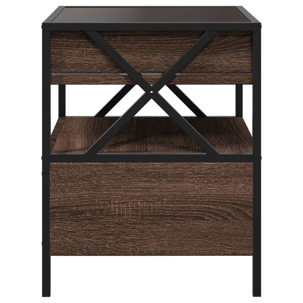 Sängbord Nattduksbord Brun med Infinity LEDs 40x40x51 cm