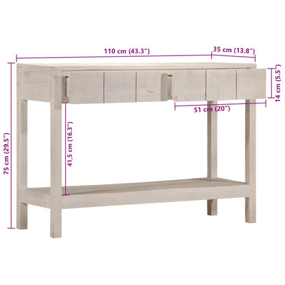 Avlastningsbord Konsollbord Vit 110x35x75 cm massivt mangoträ