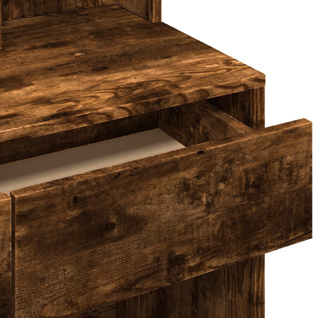 Sminkbord med spegel Rökfärgad Ek 80x41x144,5 cm