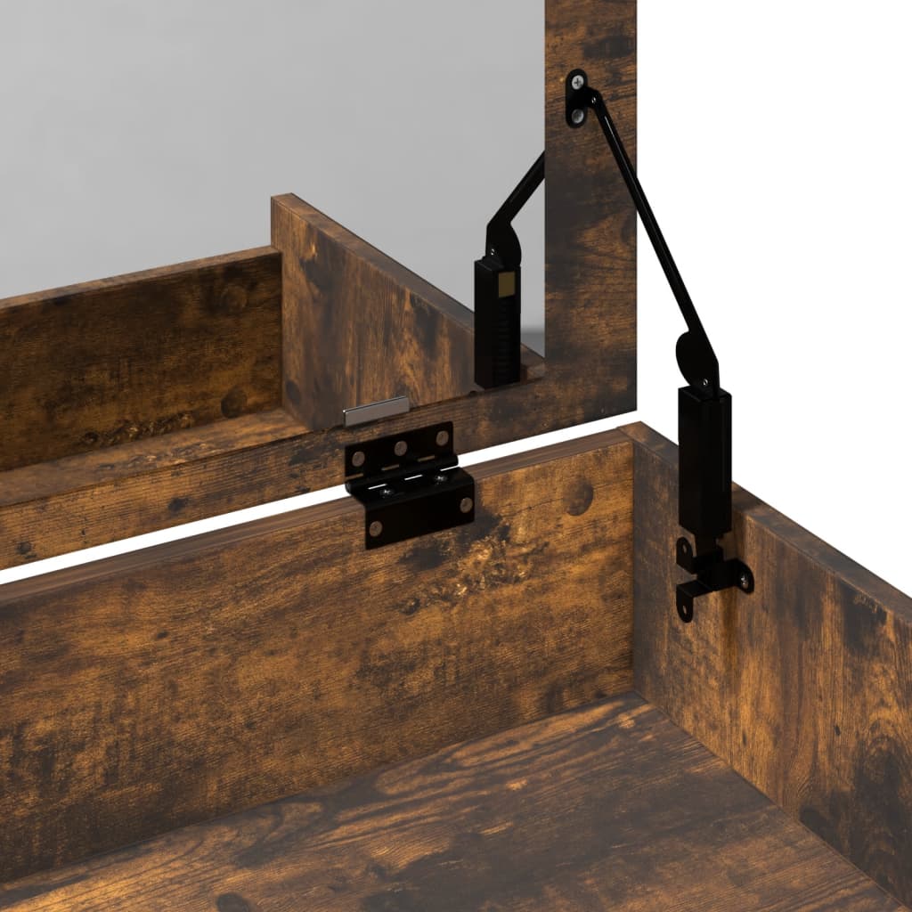 Sminkbord med pall Rökfärgad Ek 60x40x113,5 cm