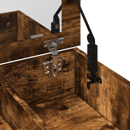 Sminkbord med spegel Rökfärgad Ek 73x46,5x120 cm