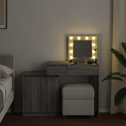 Badrumsspegel Spegelskåp LED Sonoma Grå 115x37x110,5 cm