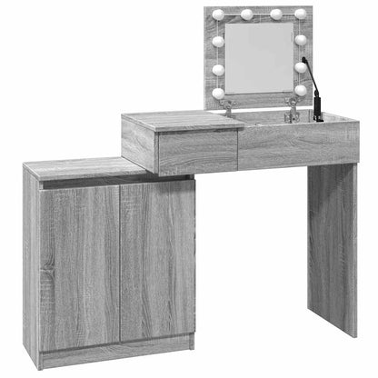 Badrumsspegel Spegelskåp LED Sonoma Grå 115x37x110,5 cm