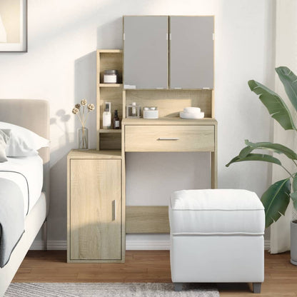 Sminkbord med skåp Svart 80x35x132 cm