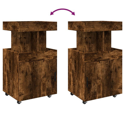 Vinställ Barvagn rökfärgad Ek 50x41x89 cm