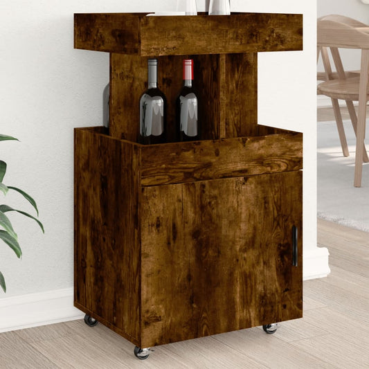 Vinställ Barvagn rökfärgad Ek 50x41x89 cm
