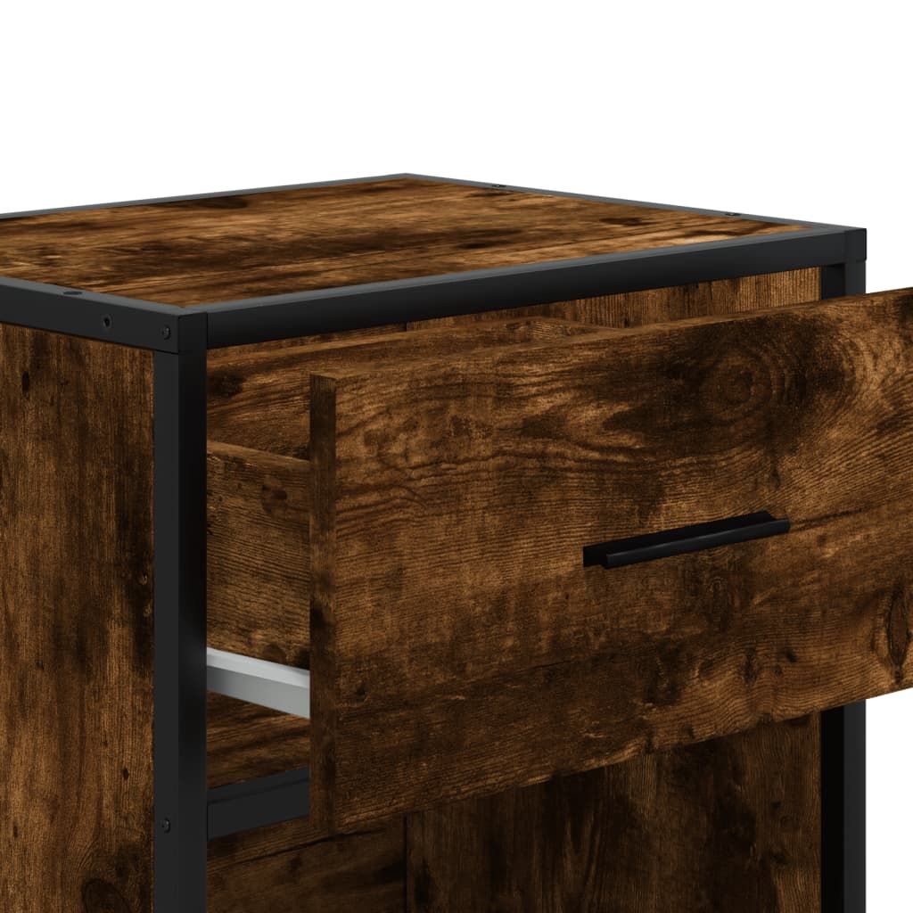 Sängbord 2 st rökfärgad ek 40x31x50 cm konstruerat trä