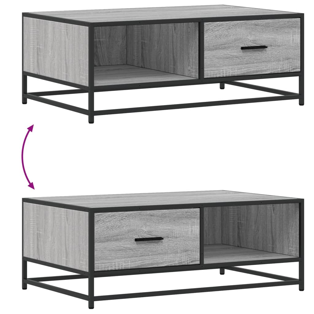 Soffbord Sonoma Grå 90x57x35 cm och metall