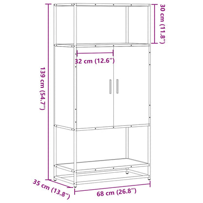 Skåp Rökfärgad Ek 68x35x139 cm metall