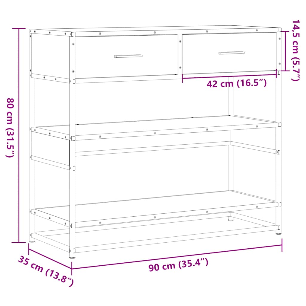 Avlastningsbord Konsollbord Rökfärgad Ek 90x35x80 cm