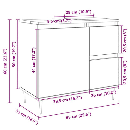 Badrumsskåp Sonoma Ek 65x33x60 cm