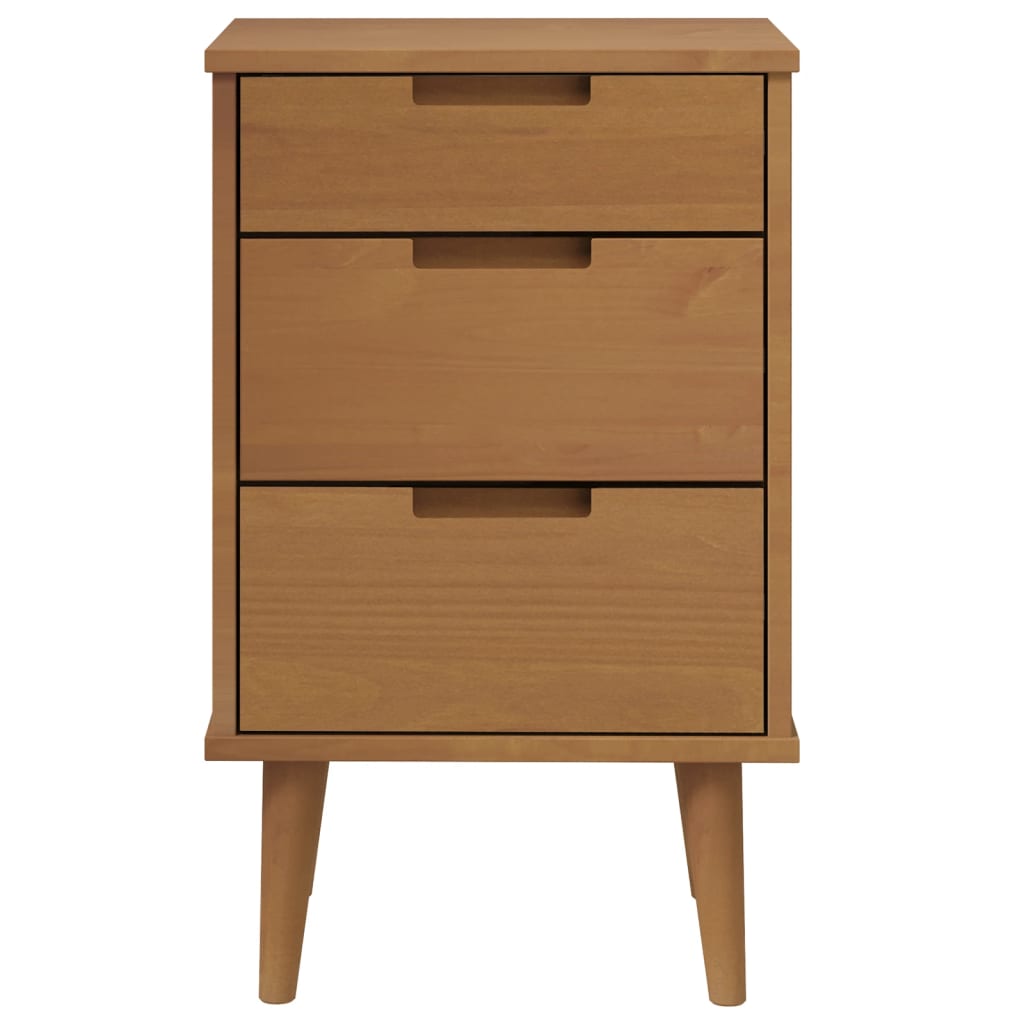 Sängbord Nattduksbord Brun MOLDE 40x35x65 cm massiv furu