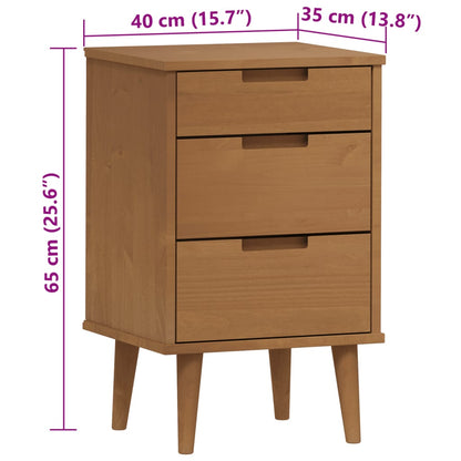 Sängbord Nattduksbord Brun MOLDE 40x35x65 cm massiv furu