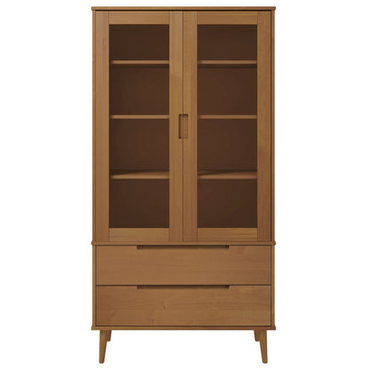 Vitrinskåp MOLDE Brun 90x35x175 cm massiv furu