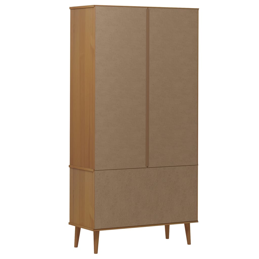 Vitrinskåp MOLDE Brun 90x35x175 cm massiv furu