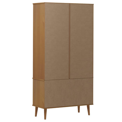 Vitrinskåp MOLDE Brun 90x35x175 cm massiv furu