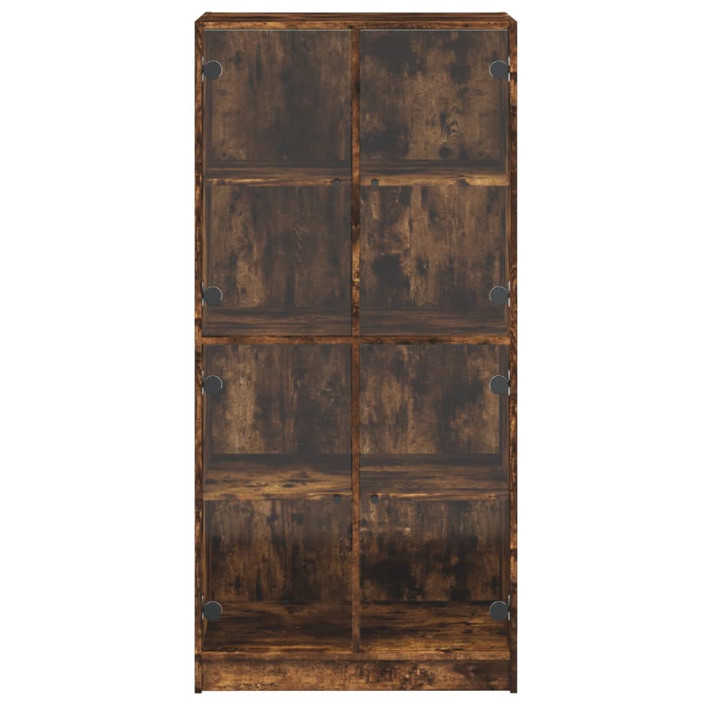Skåp Rökfärgad Ek med dörrar Rökfärgad Ek 68x37x142 cm