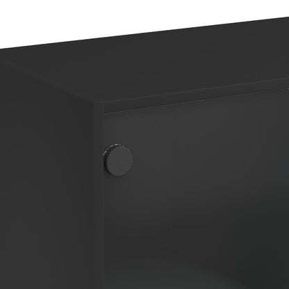 Skåp Svart med dörrar 68x37x142 cm