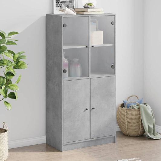 Skåp Betonggrå med dörrar 68x37x142 cm