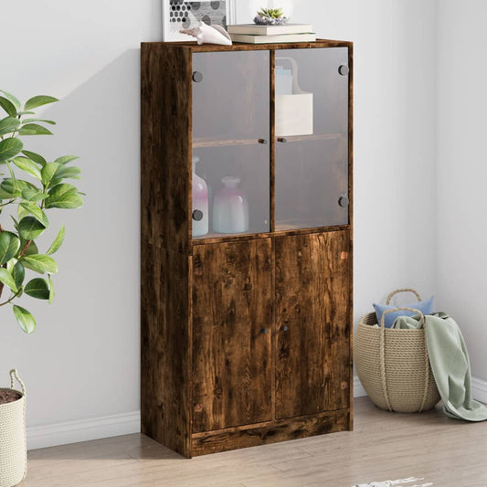 Skåp Rökfärgad Ek med dörrar 68x37x142 cm