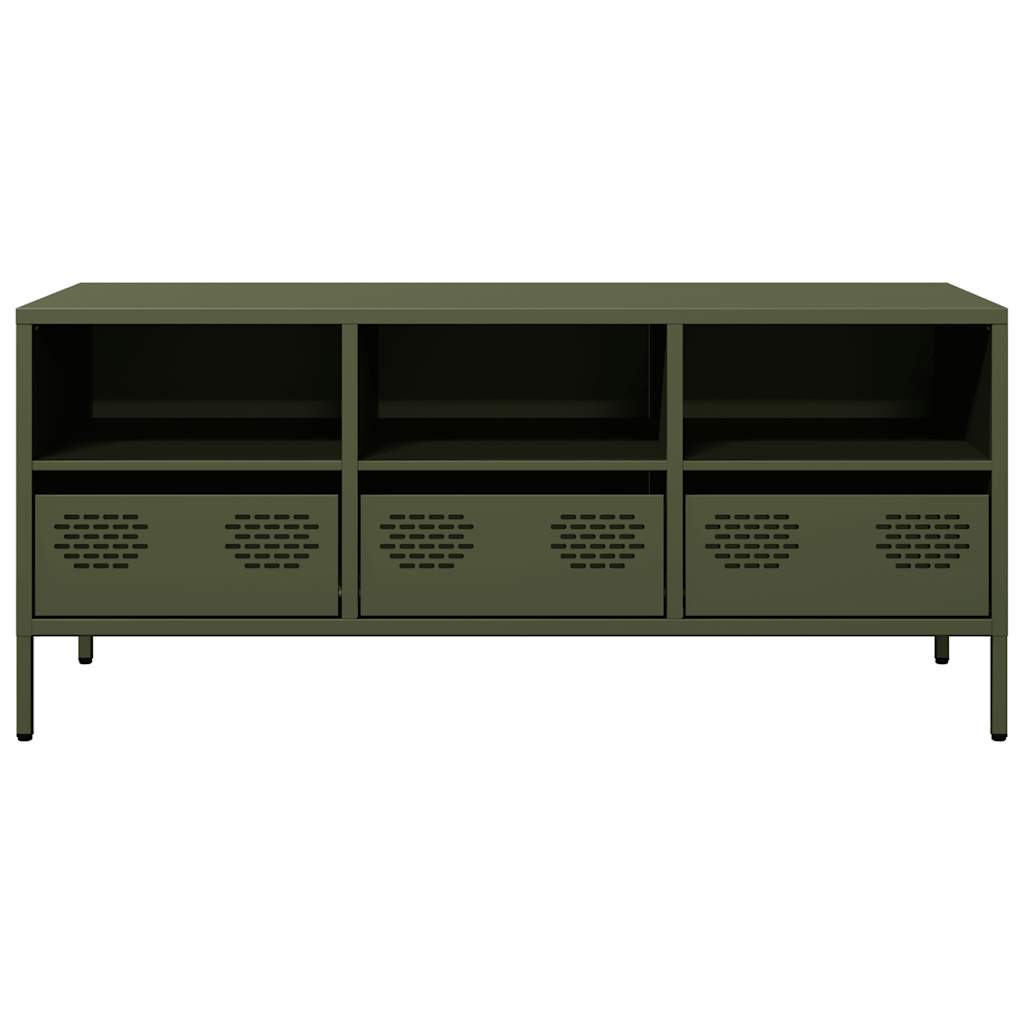TV-Möbel DIV. TV-Bänk olivgrön 101,5x39x43,5 cm kallvalsat stål