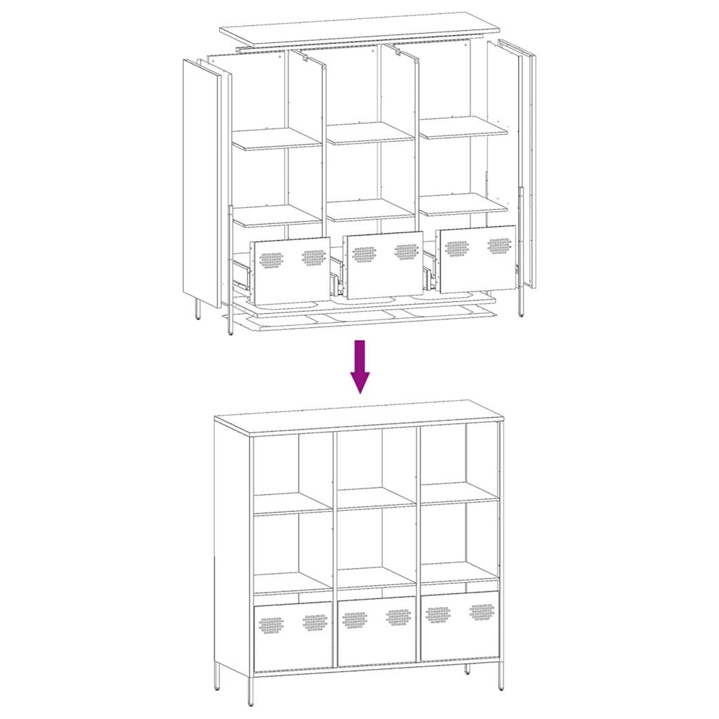 Skåp DIV. rosa 101,5x39x103,5 cm stål