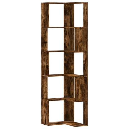 Hörnhylla Rökfärgad Ek 5 hyllplan 50x50x179 cm