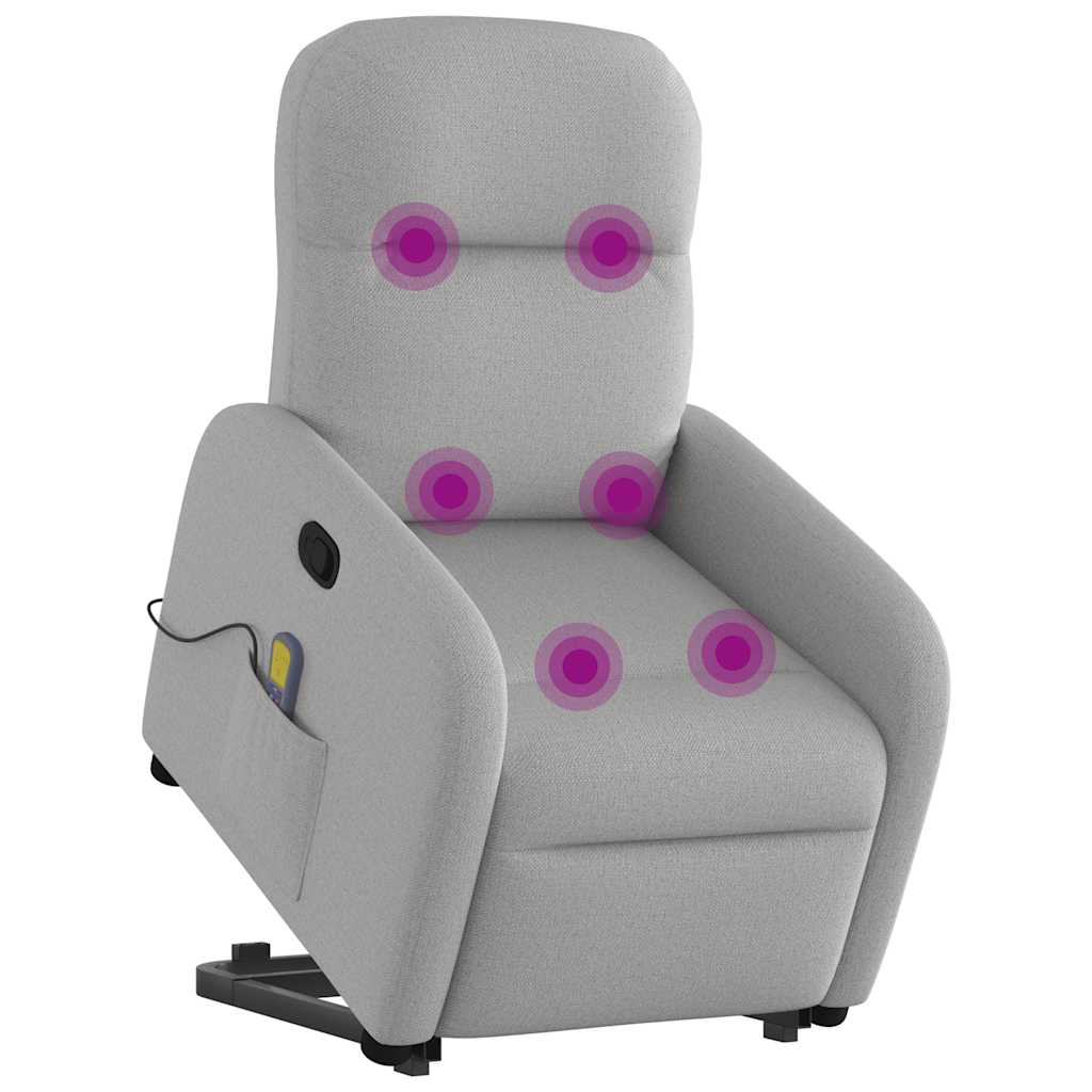 Elektrisk Massagefåtölj Ljusgrå med uppresningshjälp tyg