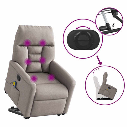 Elektrisk Massagefåtölj Taupe med uppresningshjälp tyg