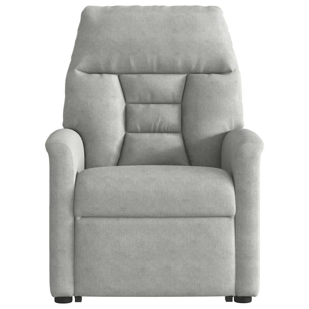 Fåtölj Ljusgrå Reclinerfåtölj med uppresningshjälp mikrofibertyg