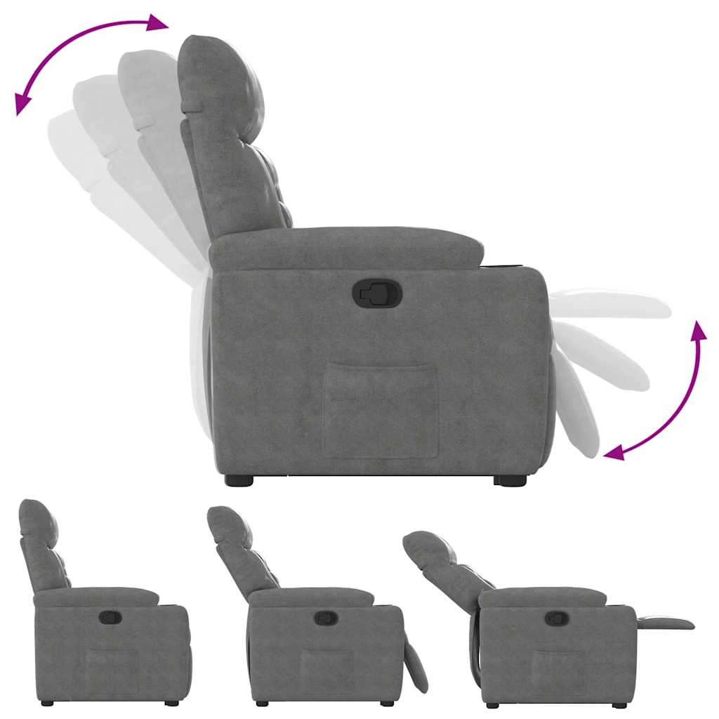 Fåtölj Mörkgrå Reclinerfåtölj med uppresningshjälp mikrofibertyg