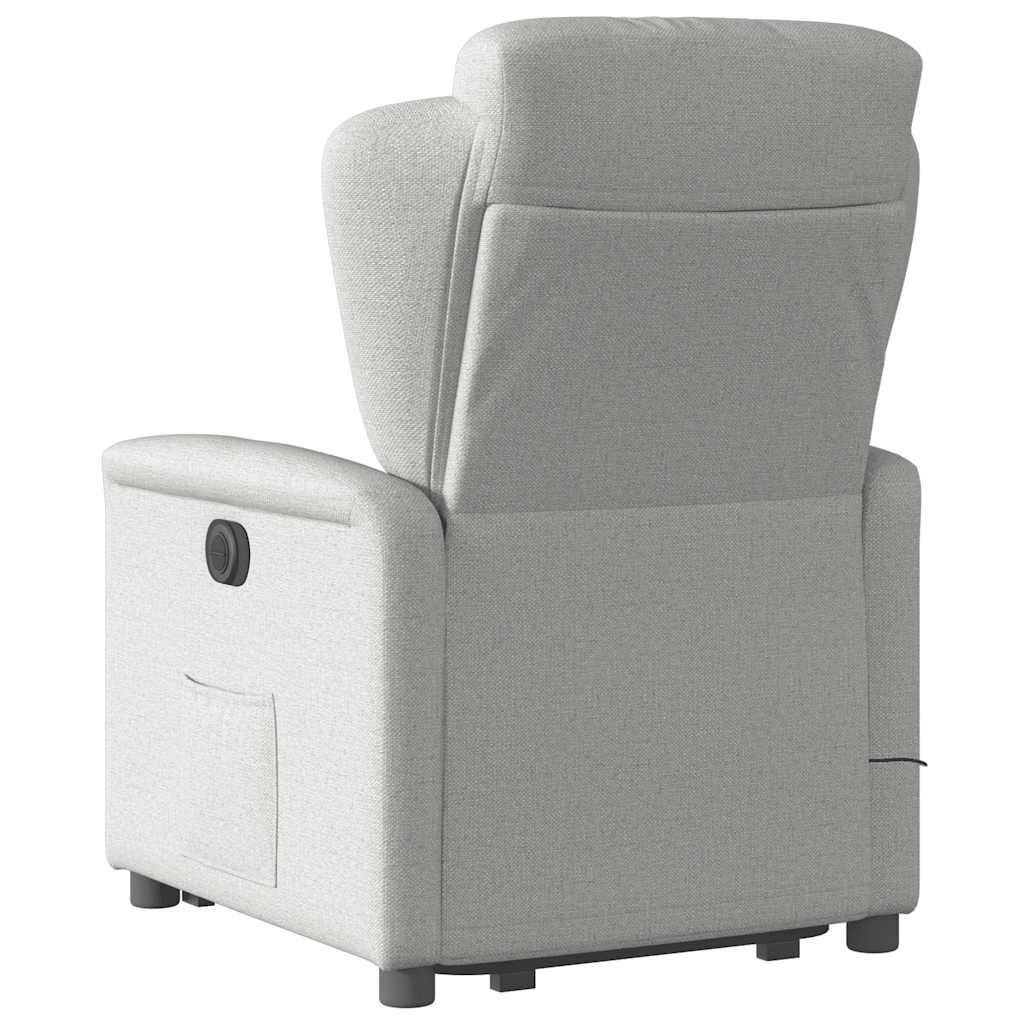 Elektrisk Massagefåtölj Ljusgrå med uppresningshjälp tyg