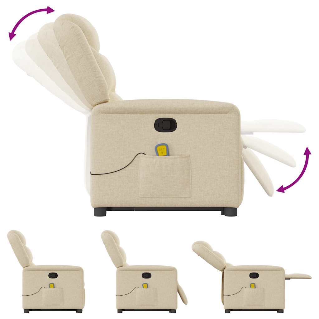 Elektrisk Massagefåtölj Gräddvit med uppresningshjälp tyg