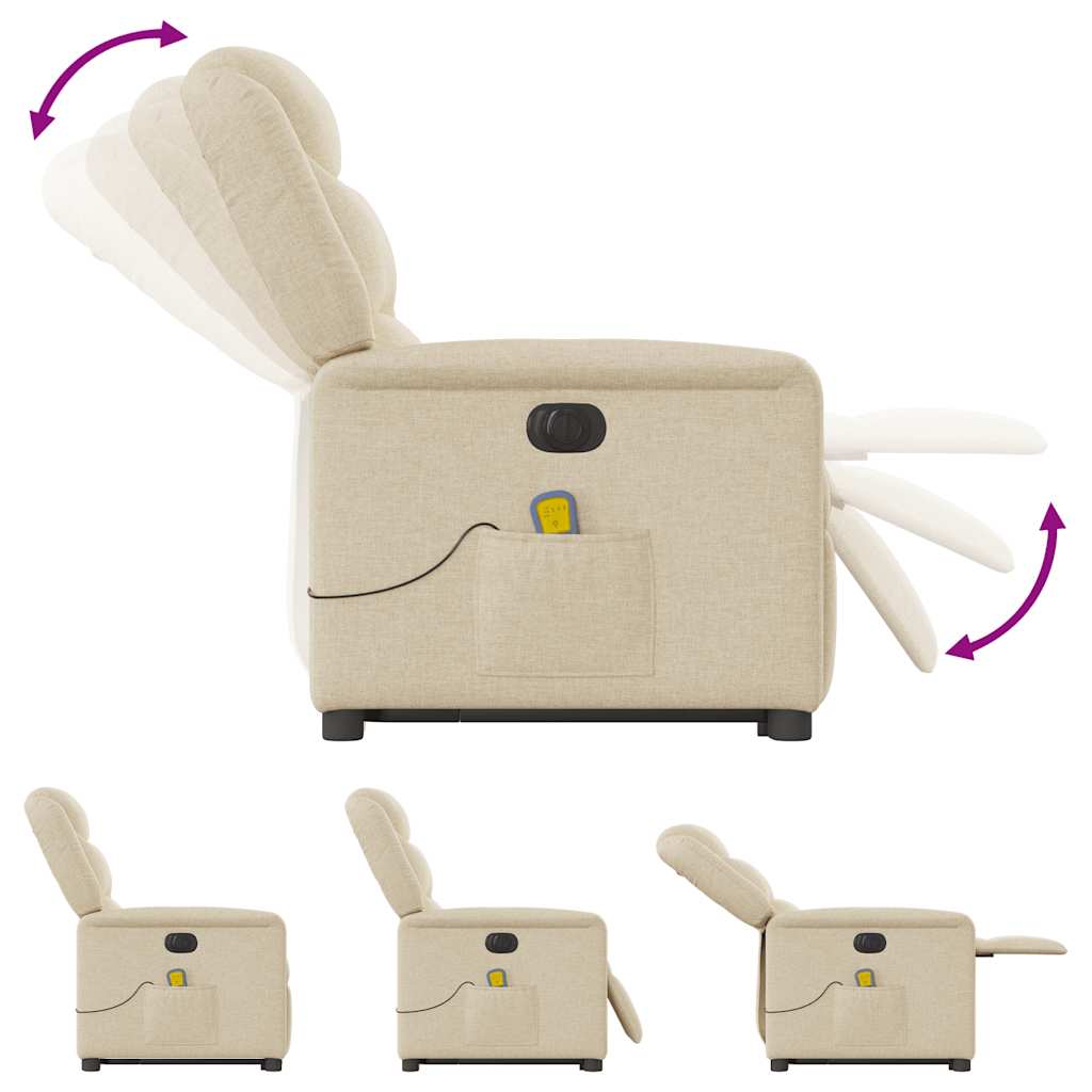 Elektrisk Massagefåtölj Gräddvit med uppresningshjälp tyg