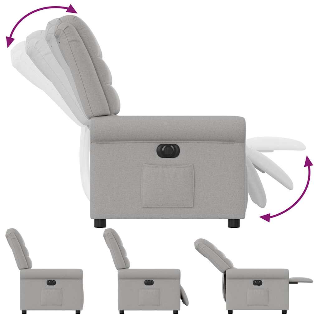 Elektrisk Fåtölj Ljusgrå Reclinerfåtölj tyg