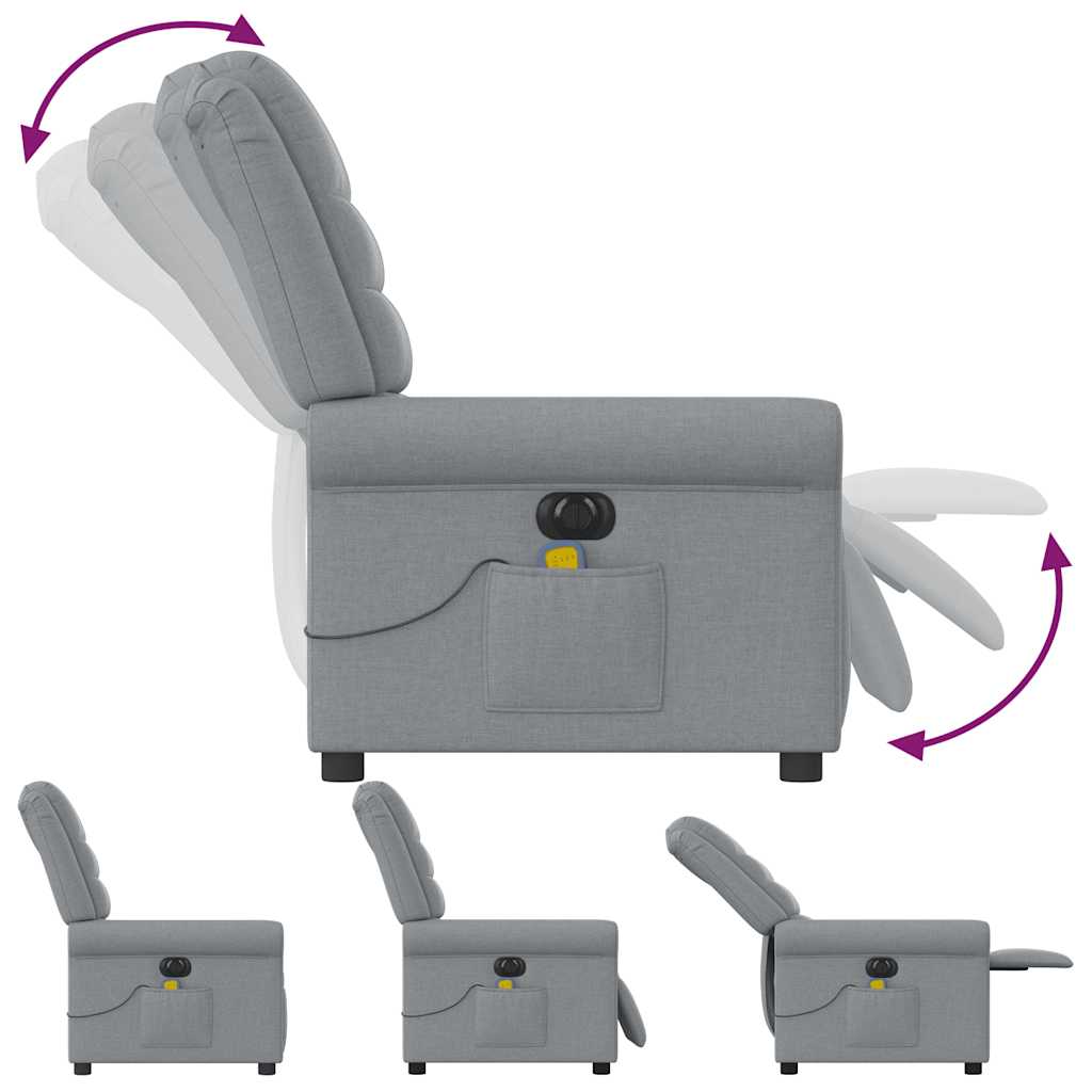 Elektrisk Massagefåtölj Ljusgrå tyg