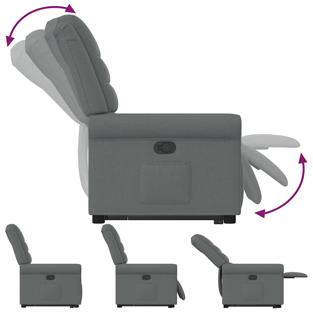 Fåtölj Mörkgrå Reclinerfåtölj med uppresningshjälp tyg