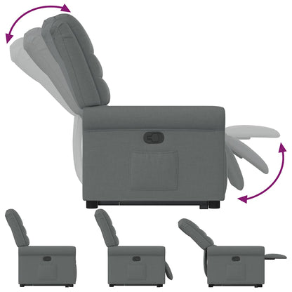 Fåtölj Mörkgrå Reclinerfåtölj med uppresningshjälp tyg