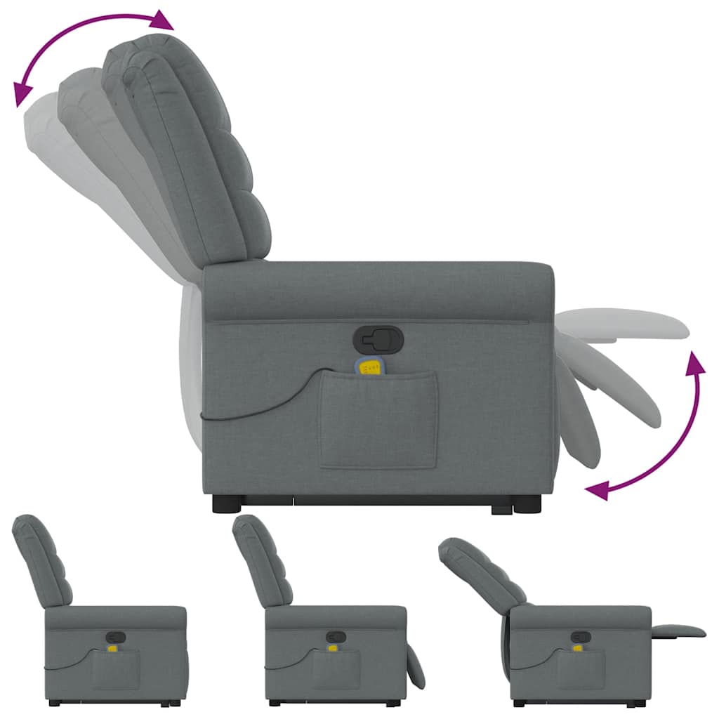 Elektrisk Massagefåtölj Mörkgrå med uppresningshjälp tyg