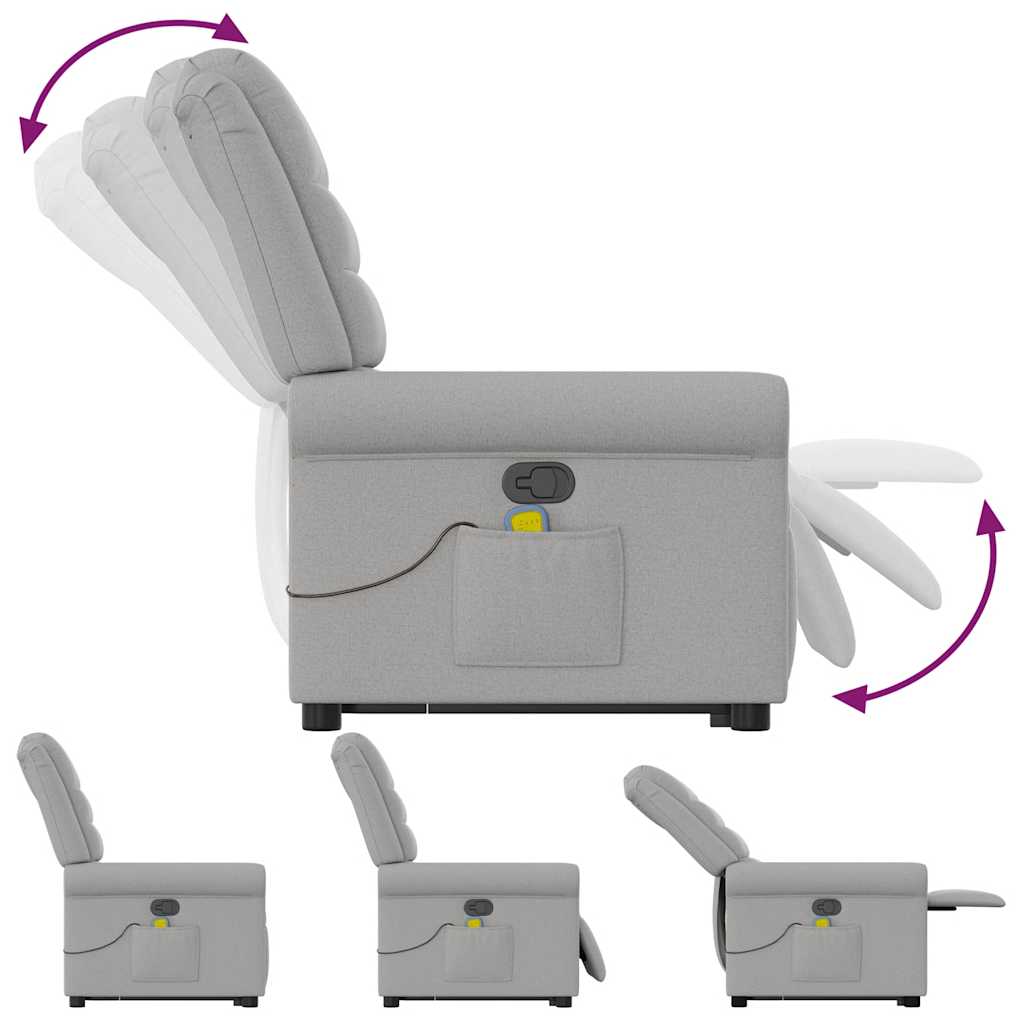 Elektrisk Massagefåtölj Ljusgrå med uppresningshjälp tyg