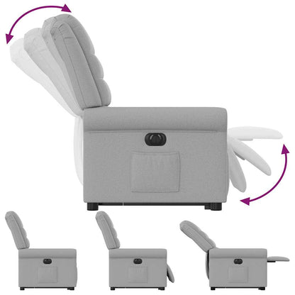 Elektrisk Fåtölj Ljusgrå Reclinerfåtölj med uppresningshjälp tyg