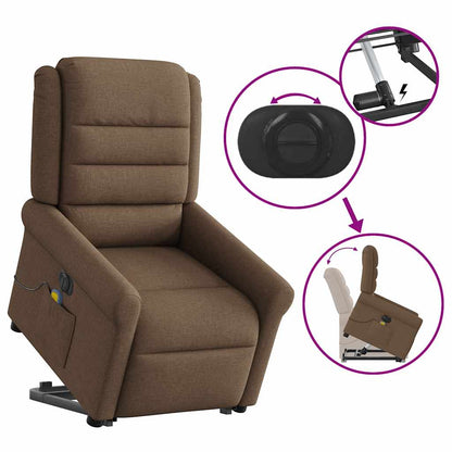 Elektrisk Massagefåtölj Brun med uppresningshjälp tyg