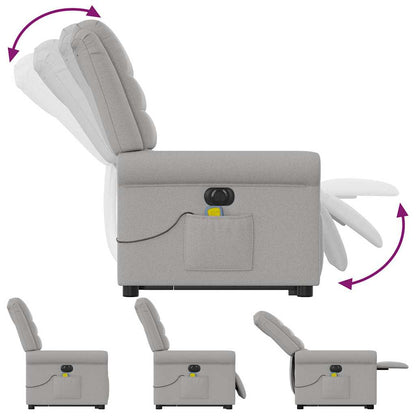 Elektrisk Massagefåtölj Ljusgrå med uppresningshjälp tyg