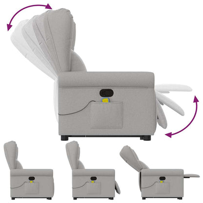 Elektrisk Massagefåtölj Ljusgrå med uppresningshjälp tyg