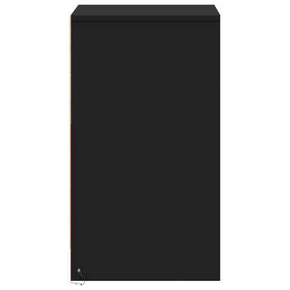 Sängbord med LED-lampor svart konstruerat trä
